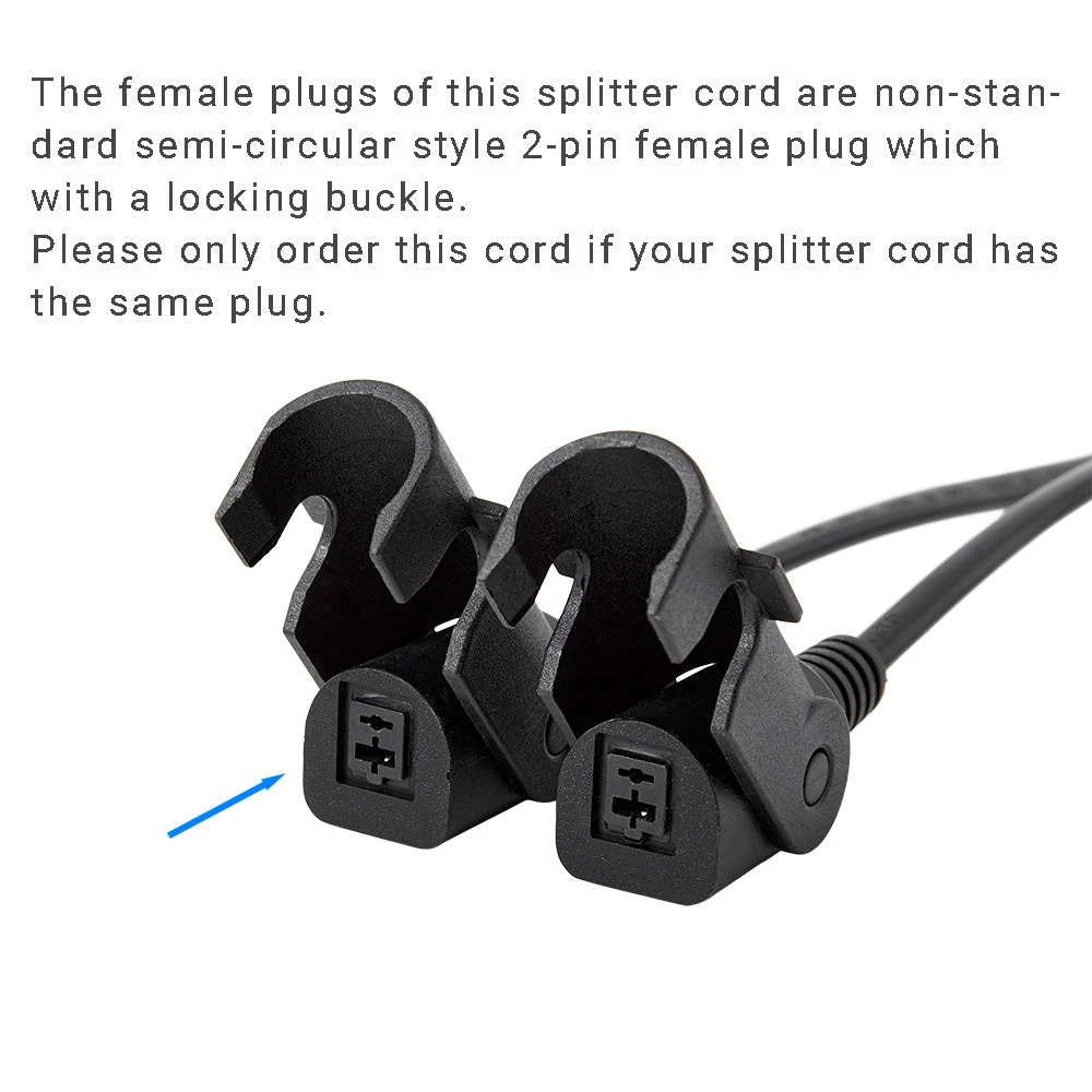 2 Pin Splitter Y Cable Male To Semi-circular 2-pin Female Plug With Lock Buckle 3 2 Pin Splitter Y Cable Male To Semi-circular 2-pin Female Plug With Lock Buckle - Image 3