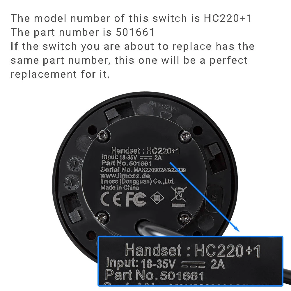 Limoss 501661 HC220+1 2 Button Switch For Recliner Or Lift Chair 3 Limoss 501661 HC220+1 2 Button Switch For Recliner Or Lift Chair - Image 3