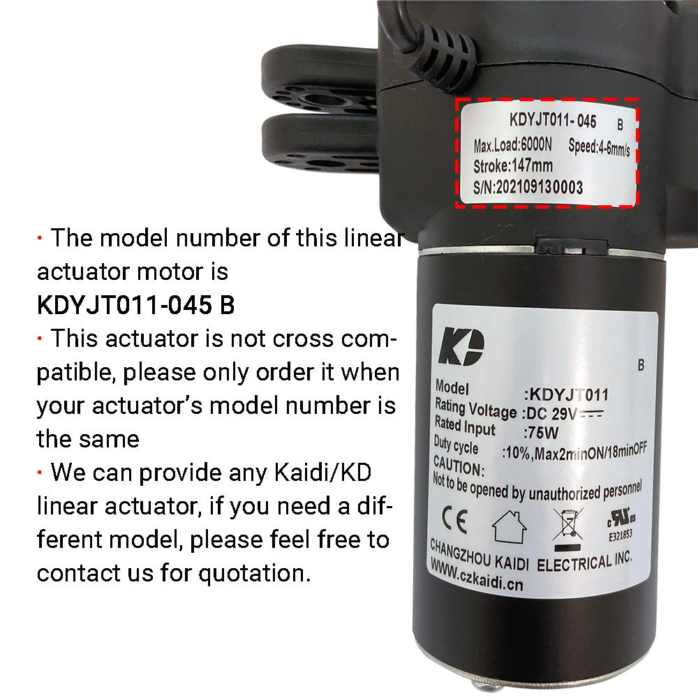 Kaidi KDYJT011-045 B Linear Actuator Motor Assembly 2 Kaidi KDYJT011-045 B Linear Actuator Motor Assembly - Image 2