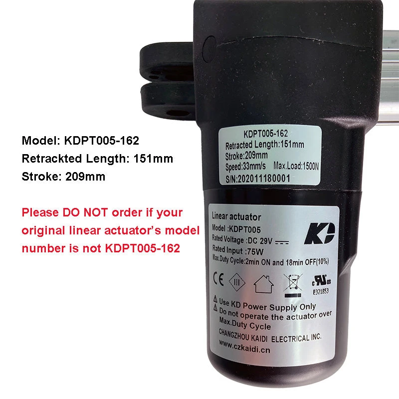 KDPT005-162 Kaidi Linear Actuator For Power Recliner Lift Chair 2 KDPT005-162 Kaidi Linear Actuator For Power Recliner Lift Chair - Image 2