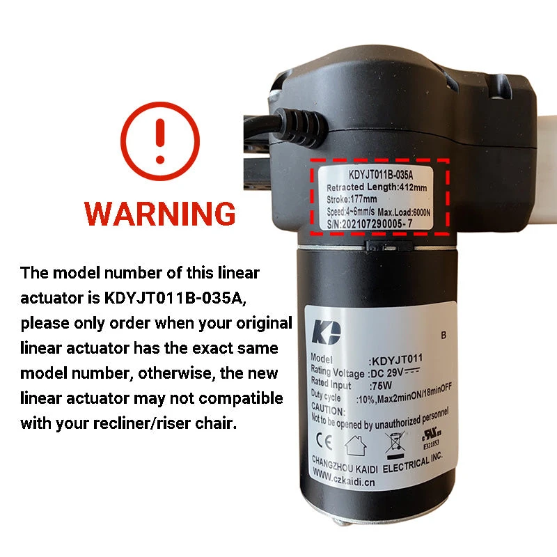 KDYJT011B-035A Kaidi Linear Actuator Motor For GFA Riser Recliner 2 KDYJT011B-035A Kaidi Linear Actuator Motor For GFA Riser Recliner - Image 2