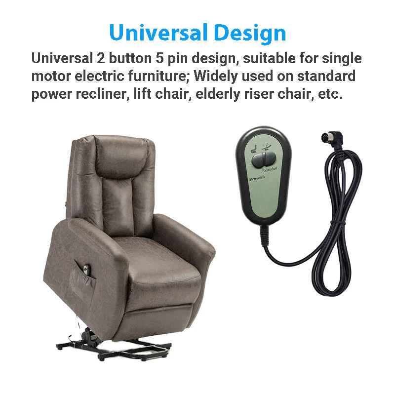 Right Angled 2 Button Remote Controller For Riser Recliner Lift Chair W/ Round 5 Pin Plug 2 Right Angled 2 Button Remote Controller For Riser Recliner Lift Chair W/ Round 5 Pin Plug - Image 2