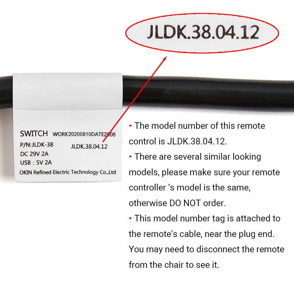 OKIN JLDK.38.04.12 9 Button 9 Pin Remote Controller For Recliner With USB 3 OKIN JLDK.38.04.12 9 Button 9 Pin Remote Controller For Recliner With USB - Image 3