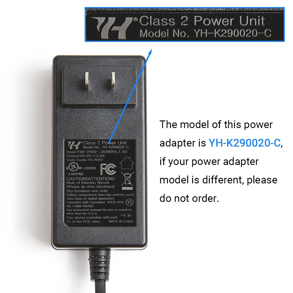 Right Angled Power Cord YH-K290020-C For Power Recliner Or Lift Chair, 29V 2A 2 Right Angled Power Cord YH-K290020-C For Power Recliner Or Lift Chair, 29V 2A - Image 2