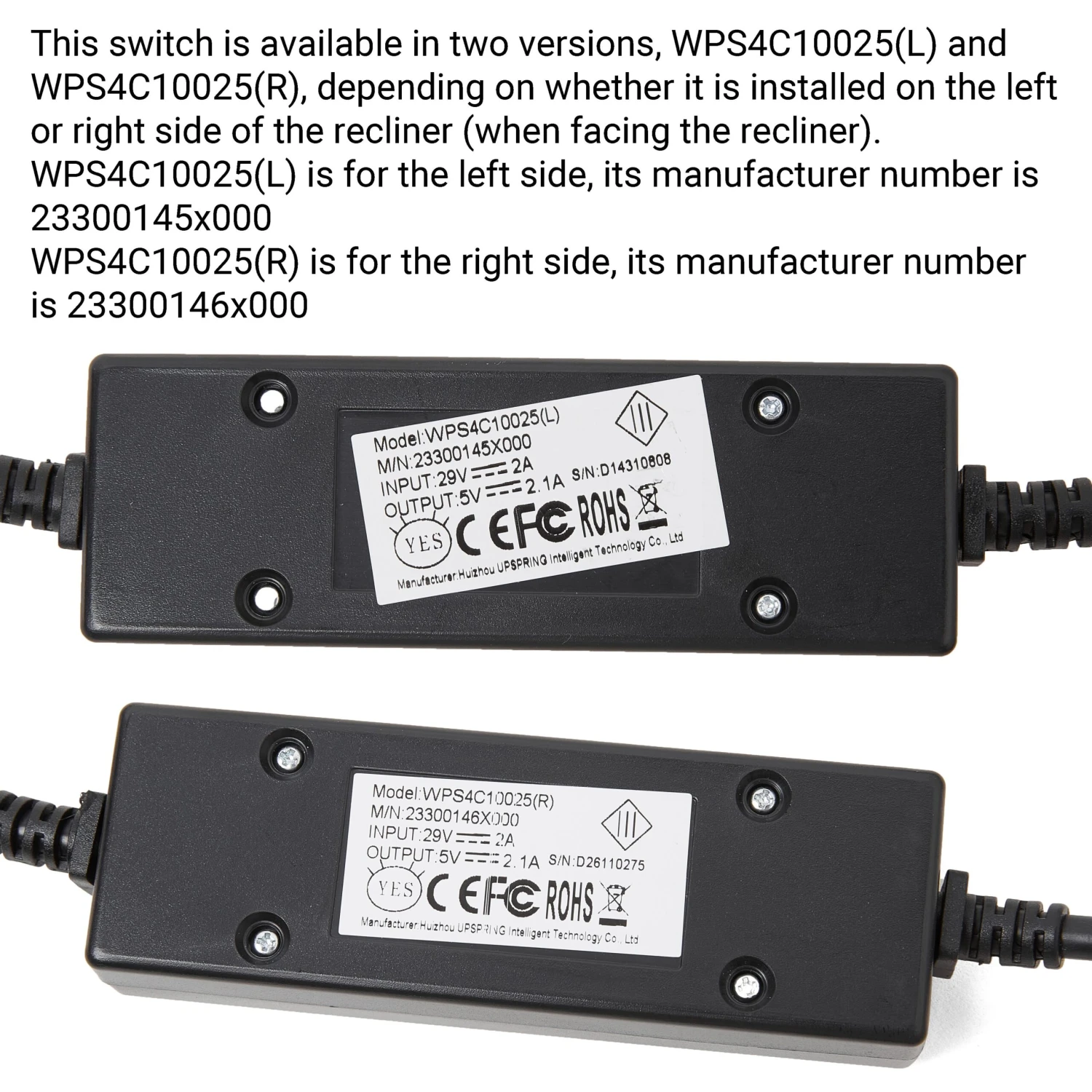 RMT WPS4C10025 4 Button Switch W/ USB Backlit For Recliner Lift Chair 3 RMT WPS4C10025 4 Button Switch W/ USB Backlit For Recliner Lift Chair - Image 3