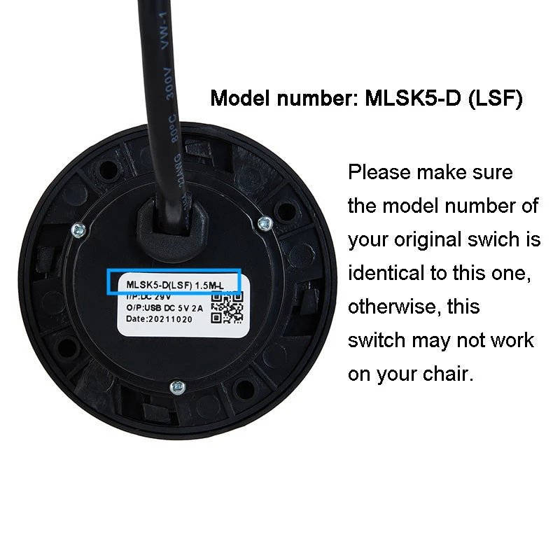 MLSK5-D (LSF) Fixed Switch For Recliner Lift Chair Sofa Couch 2 Button 5pin W/ USB 3 MLSK5-D (LSF) Fixed Switch For Recliner Lift Chair Sofa Couch 2 Button 5pin W/ USB - Image 3