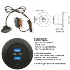 DIY Mounted Furniture USB Charging Port 5V 2A Dual USB With Power Adapter -Home Tools Shop 4 8d68bd45 6a9c 48f8 862a f63842efbbfd