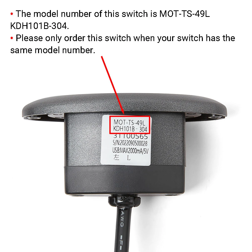 MOT-TS-49L KDH101B-304 2 Button Switch For Recliner/Lift Chair With USB 2 MOT-TS-49L KDH101B-304 2 Button Switch For Recliner/Lift Chair With USB - Image 2