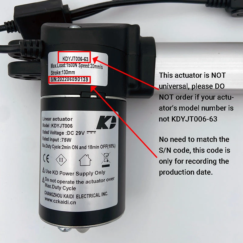 Kaidi KDYJT006-63 Linear Actuator Motor Assembly 2 Kaidi KDYJT006-63 Linear Actuator Motor Assembly - Image 2