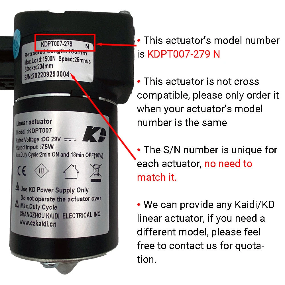 Kaidi KDPT007-279 N Linear Actuator Motor For Recliner 2 Kaidi KDPT007-279 N Linear Actuator Motor For Recliner - Image 2