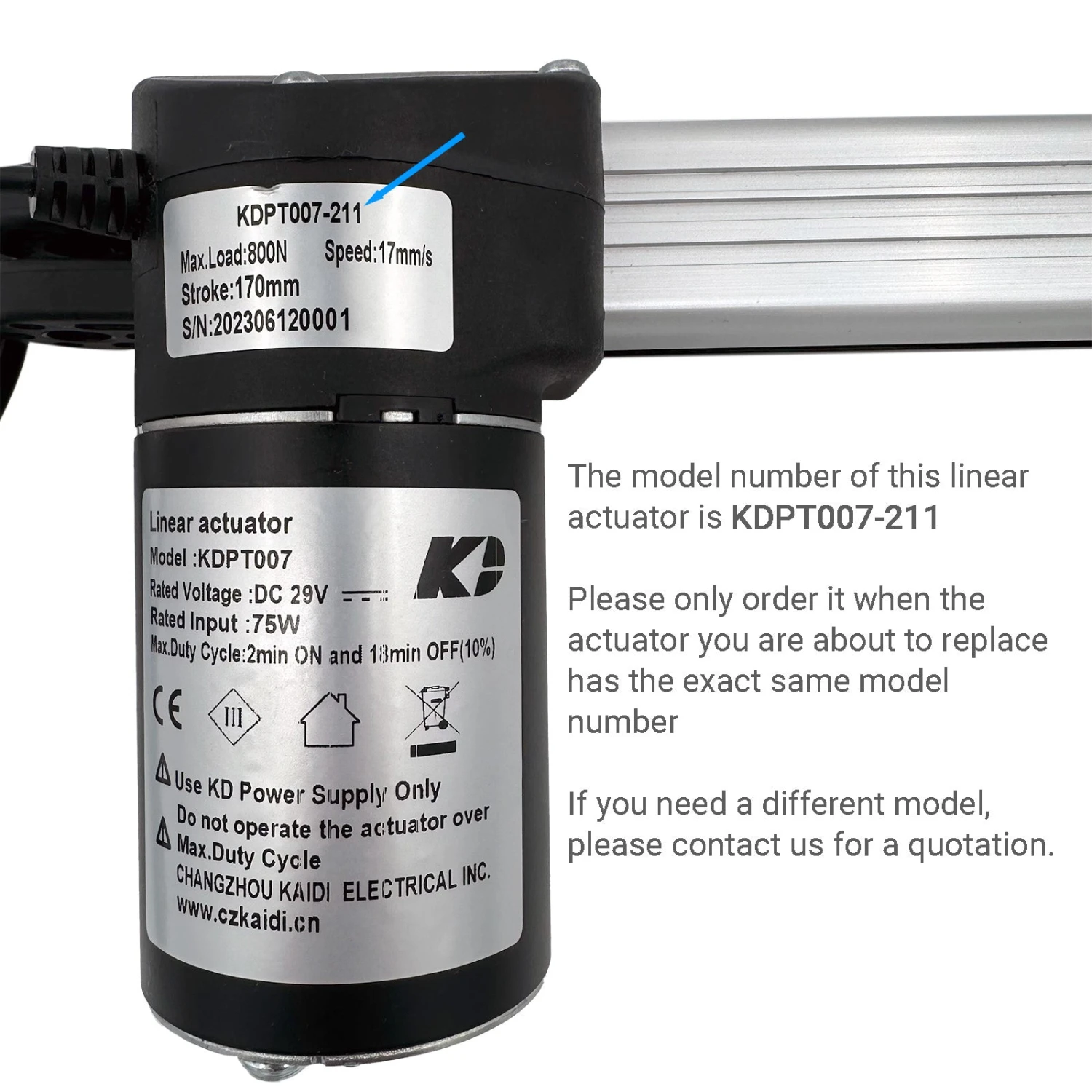 Kaidi KDPT007-211 Linear Actuator Assembly 3 Kaidi KDPT007-211 Linear Actuator Assembly - Image 3